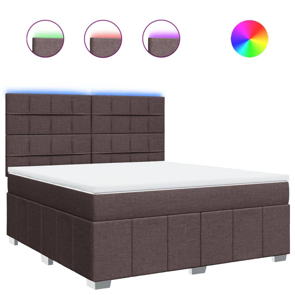 vidaXL Boxspringbett mit Matratze Dunkelbraun 180x200 cm Stoff