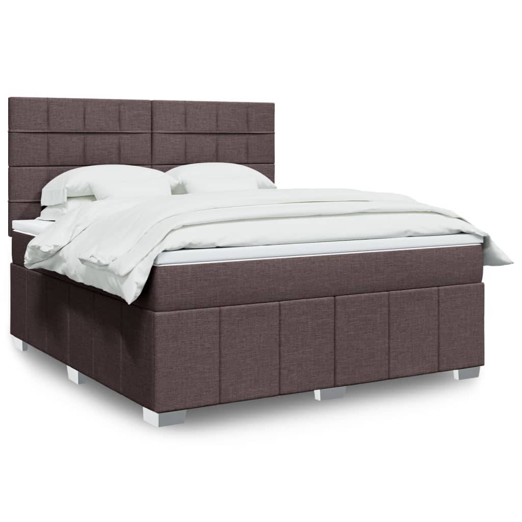 vidaXL Boxspringbett mit Matratze Dunkelbraun 180x200 cm Stoff