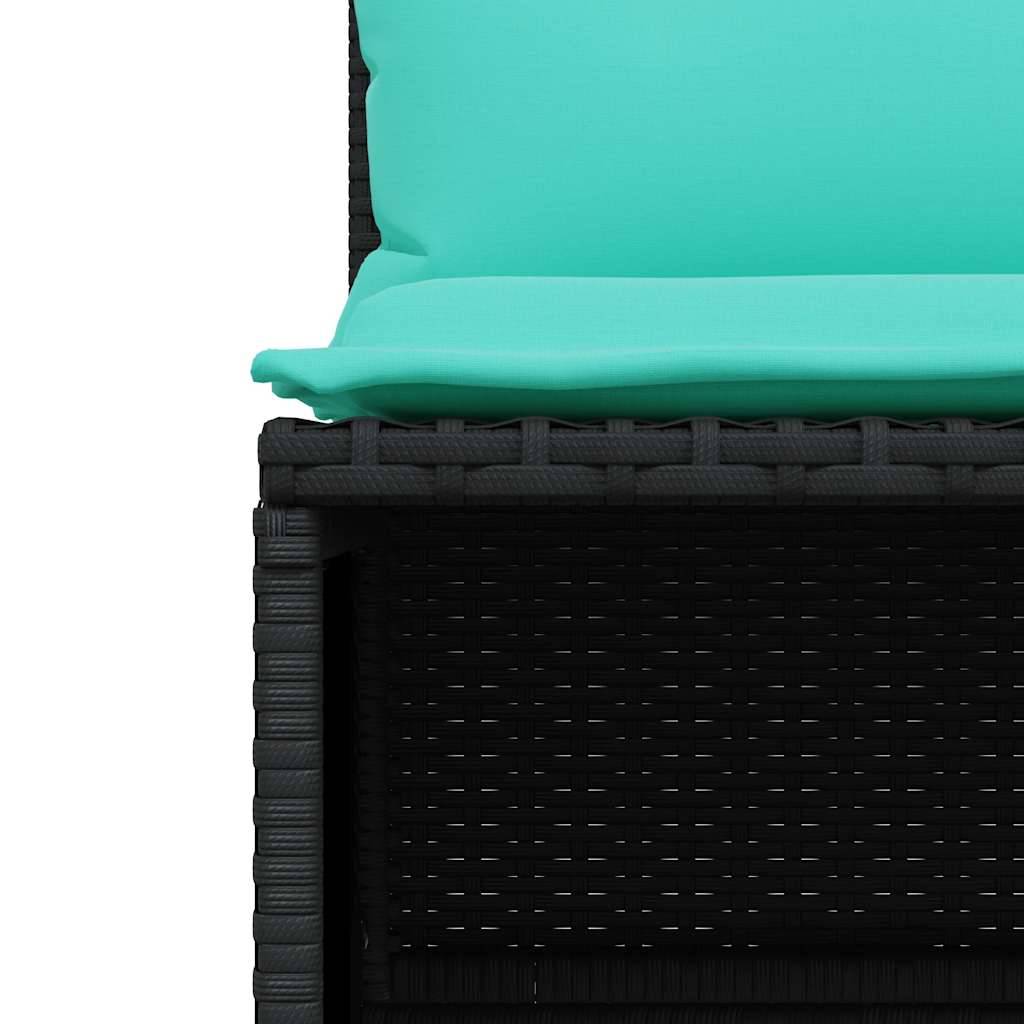 vidaXL 4-teiliges Gartensofa-Set mit Kissen, schwarzes Polyrattan