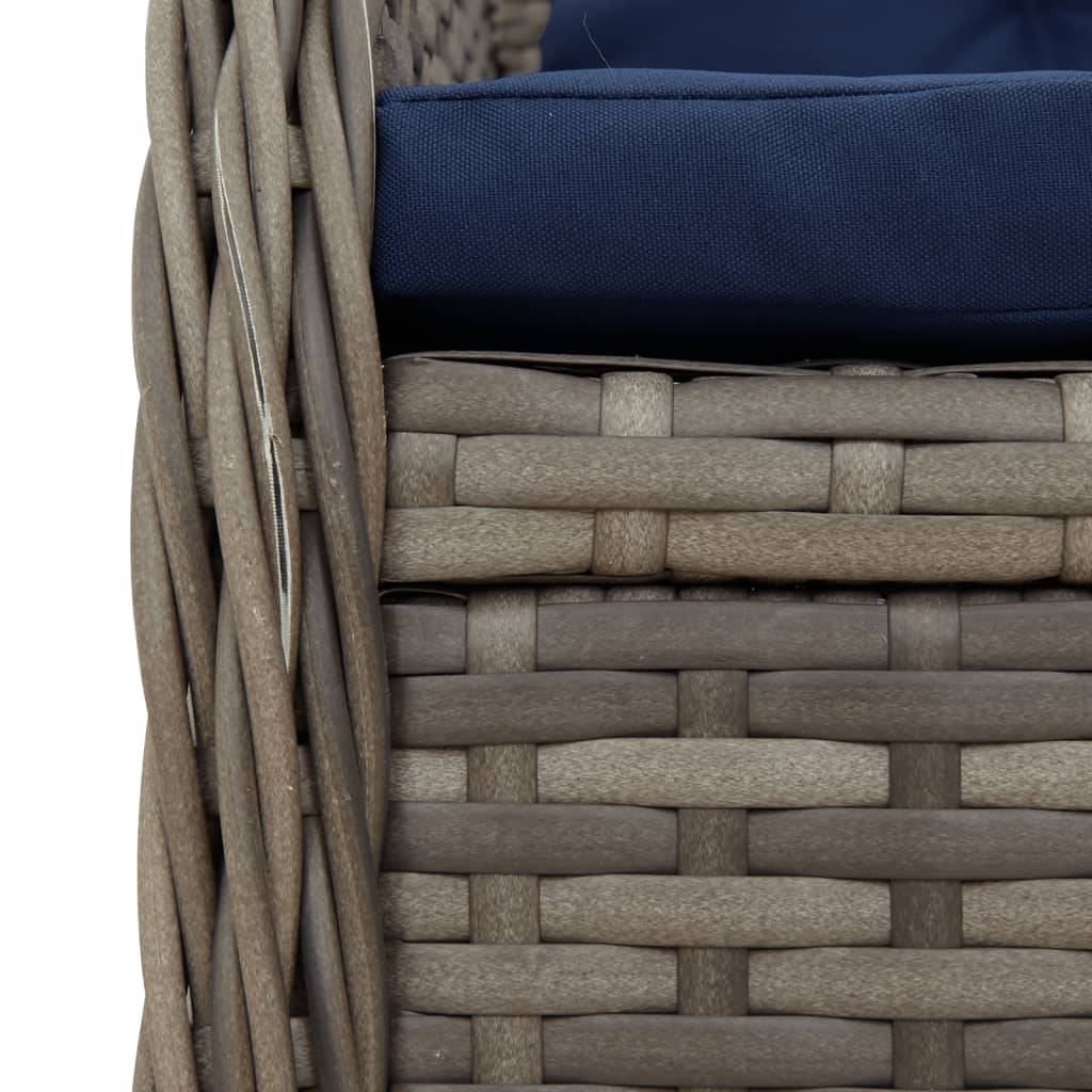 vidaXL Liegende Gartenstühle 2 Stk. Grau Poly Rattan