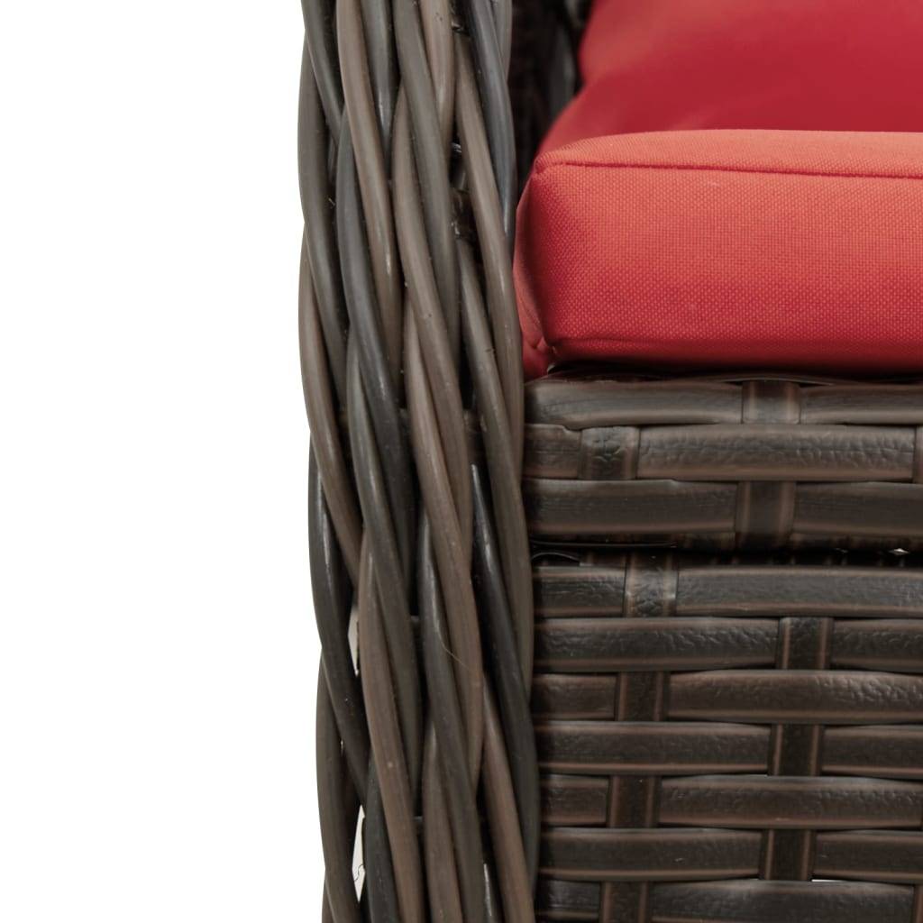 vidaXL Liegende Gartenstühle 2 Stk. Braun Poly Rattan