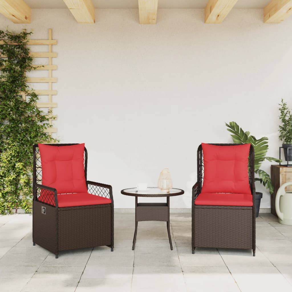 vidaXL Liegende Gartenstühle 2 Stk. Braun Poly Rattan