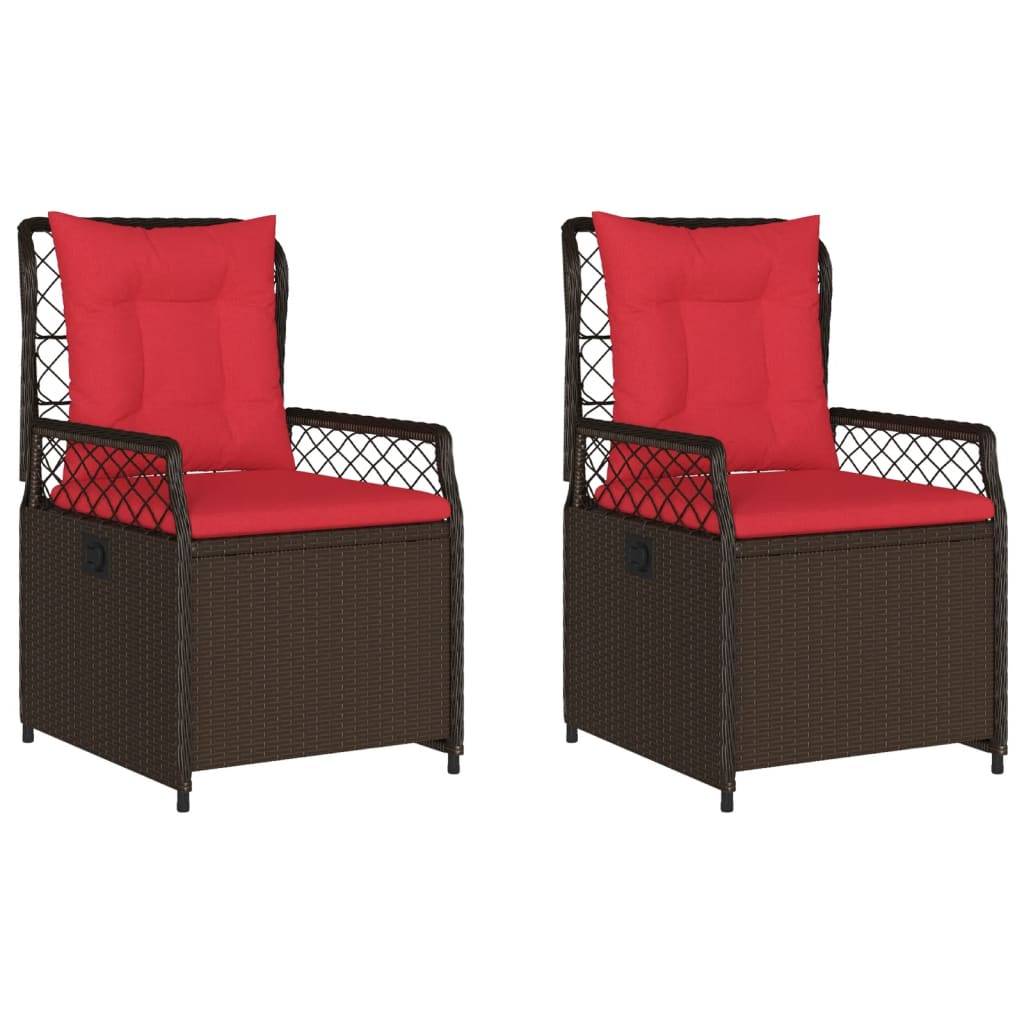 vidaXL Liegende Gartenstühle 2 Stk. Braun Poly Rattan
