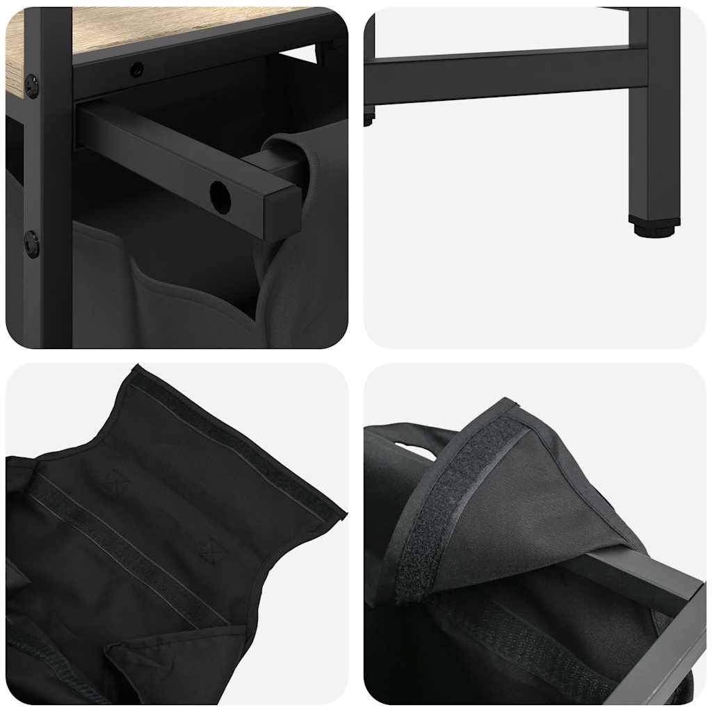 vidaXL Wäschekorb 2 Fächer mit Ablagen Sonoma Eiche