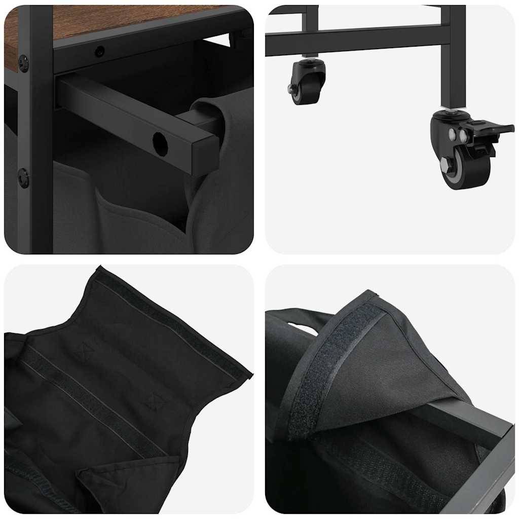 vidaXL Wäschekorb 2 Fächer mit Rädern Braune Eiche