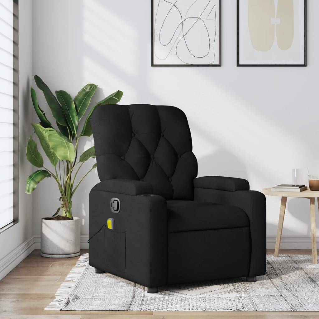 vidaXL Massage-Relaxsessel, schwarzer Stoff