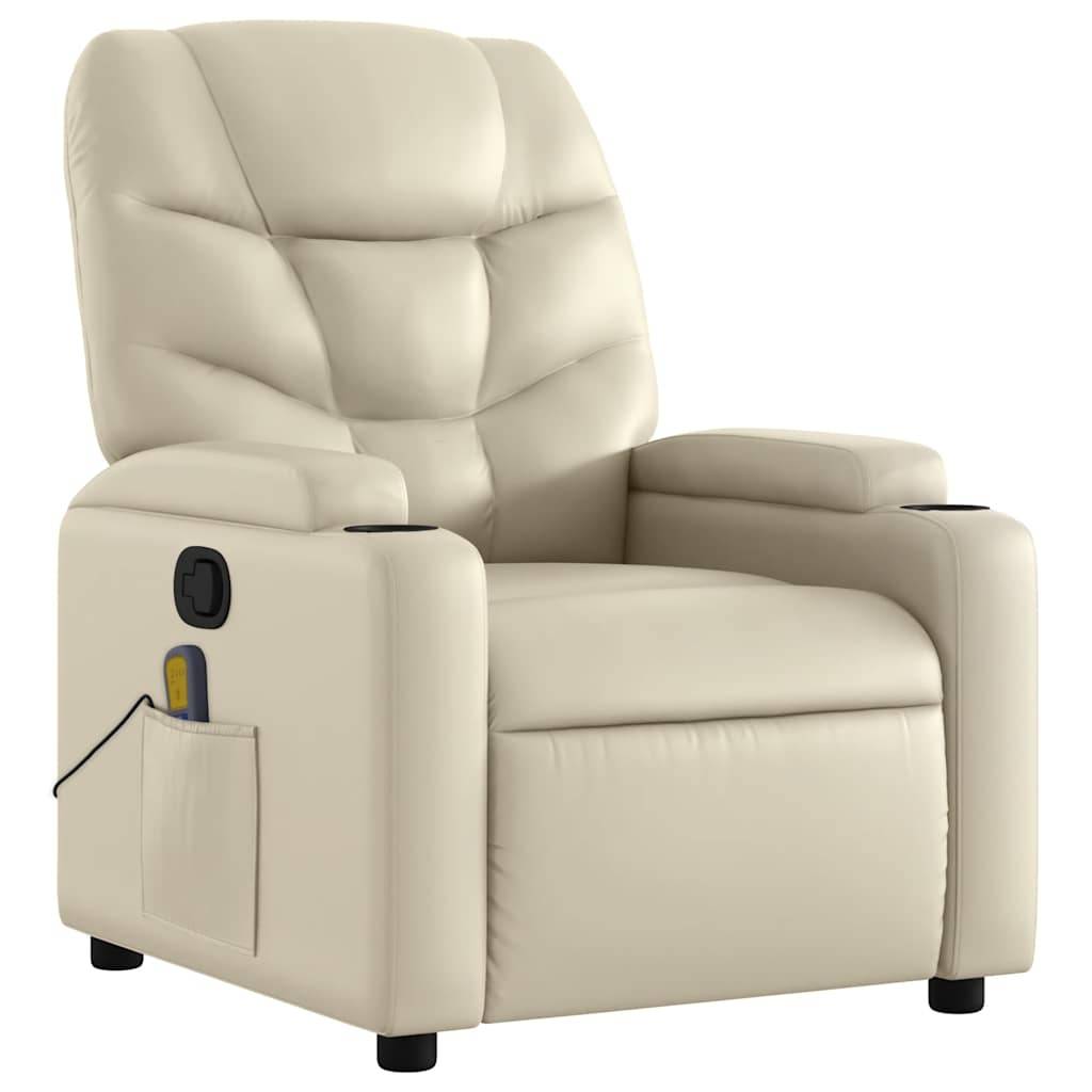 vidaXL Massagesessel mit Relaxfunktion, Kunstleder, Creme