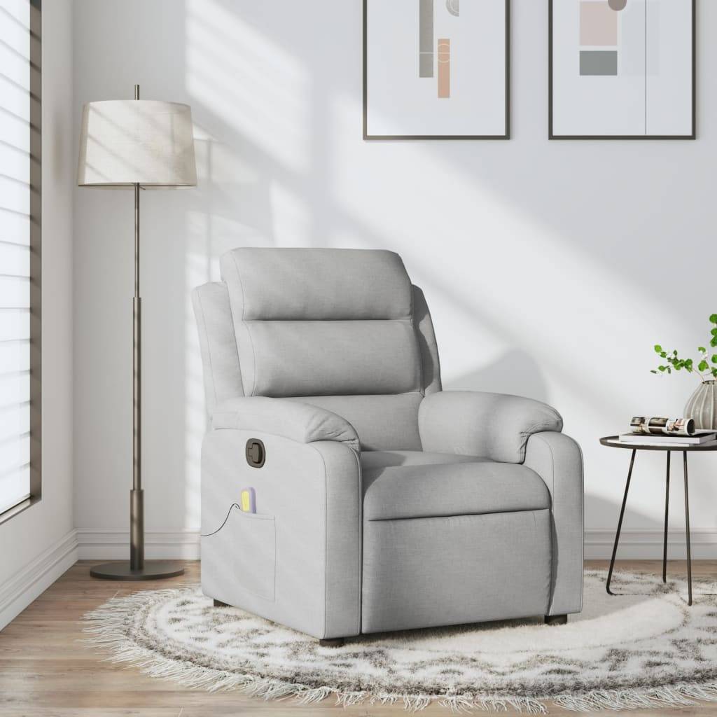 vidaXL Massage-Relaxsessel, hellgrauer Stoff