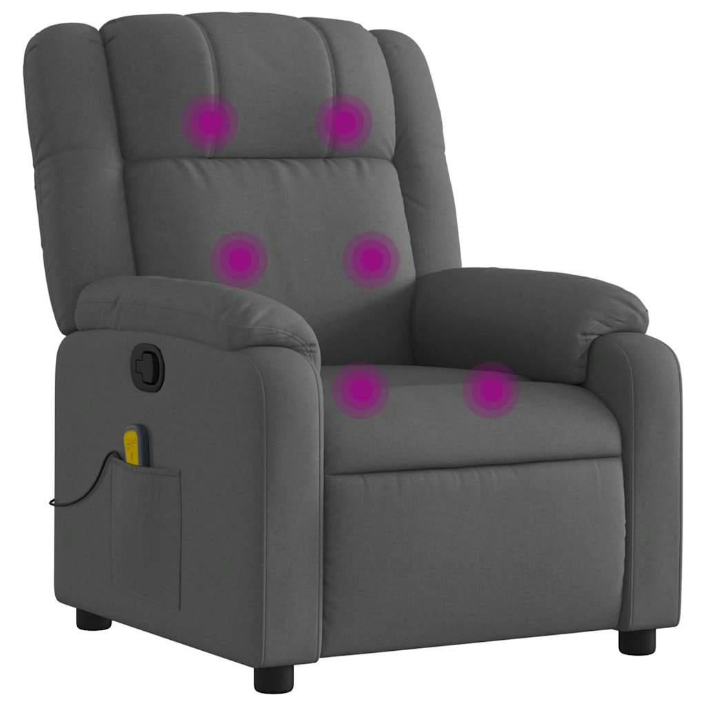 vidaXL Massage-Relaxsessel, Stoff, Dunkelgrau