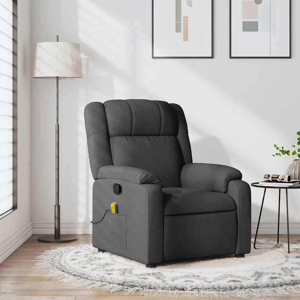 vidaXL Massage-Relaxsessel, Stoff, Dunkelgrau