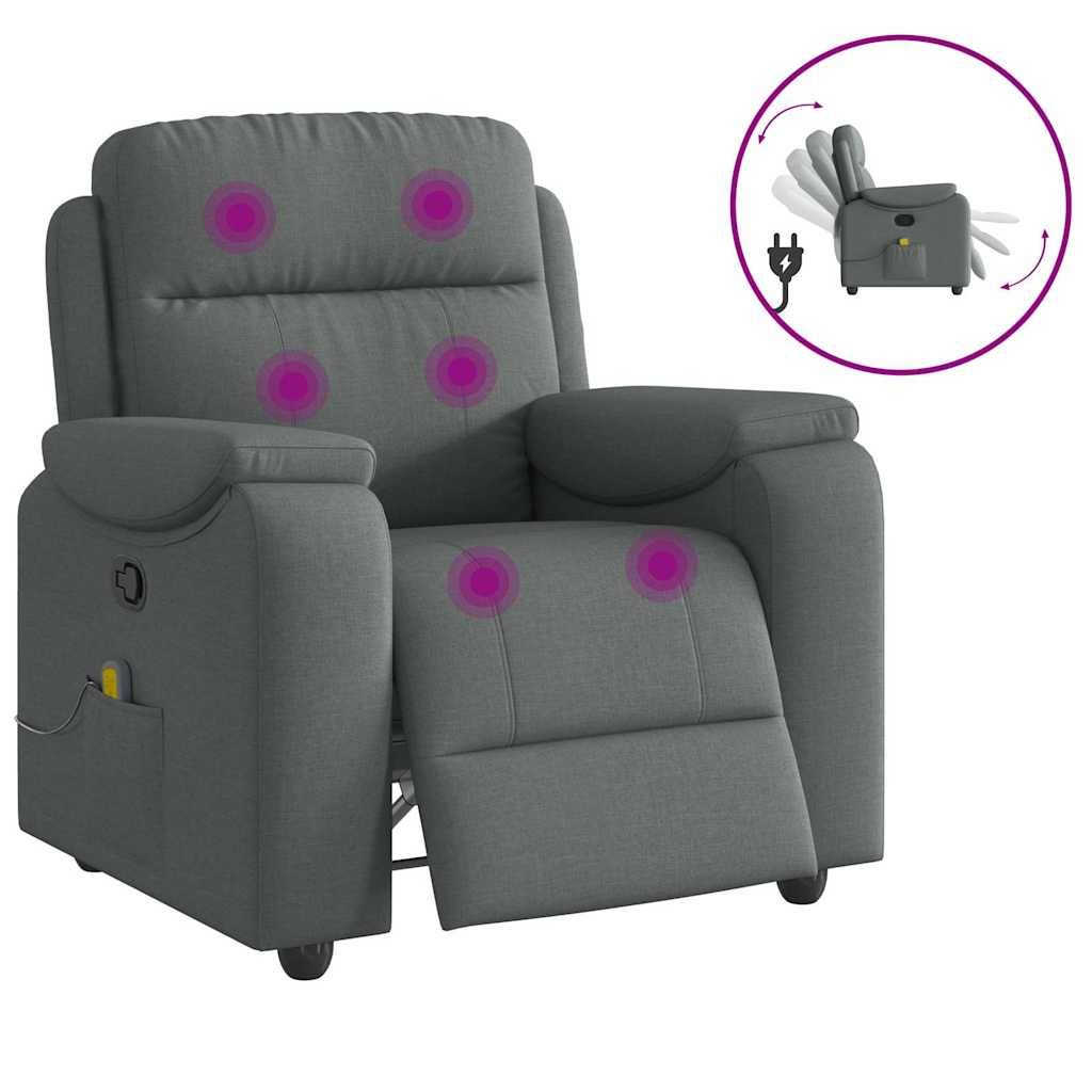 vidaXL Massage-Relaxsessel, Stoff, Dunkelgrau