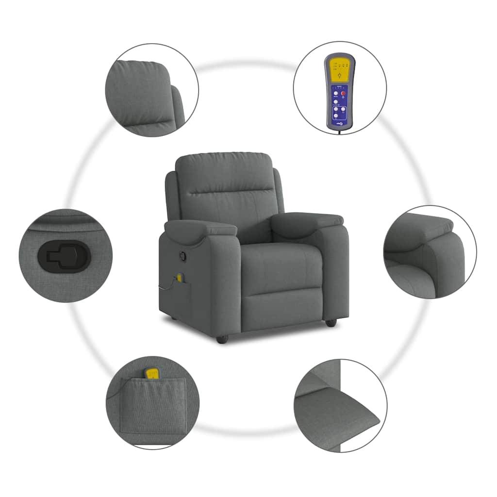 vidaXL Massage-Relaxsessel, Stoff, Dunkelgrau