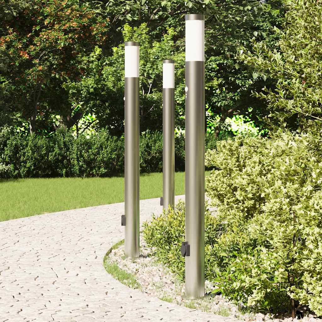 vidaXL Pollerleuchten mit Sensor&Steckdose 3er 110 cm Edelstahl IP44