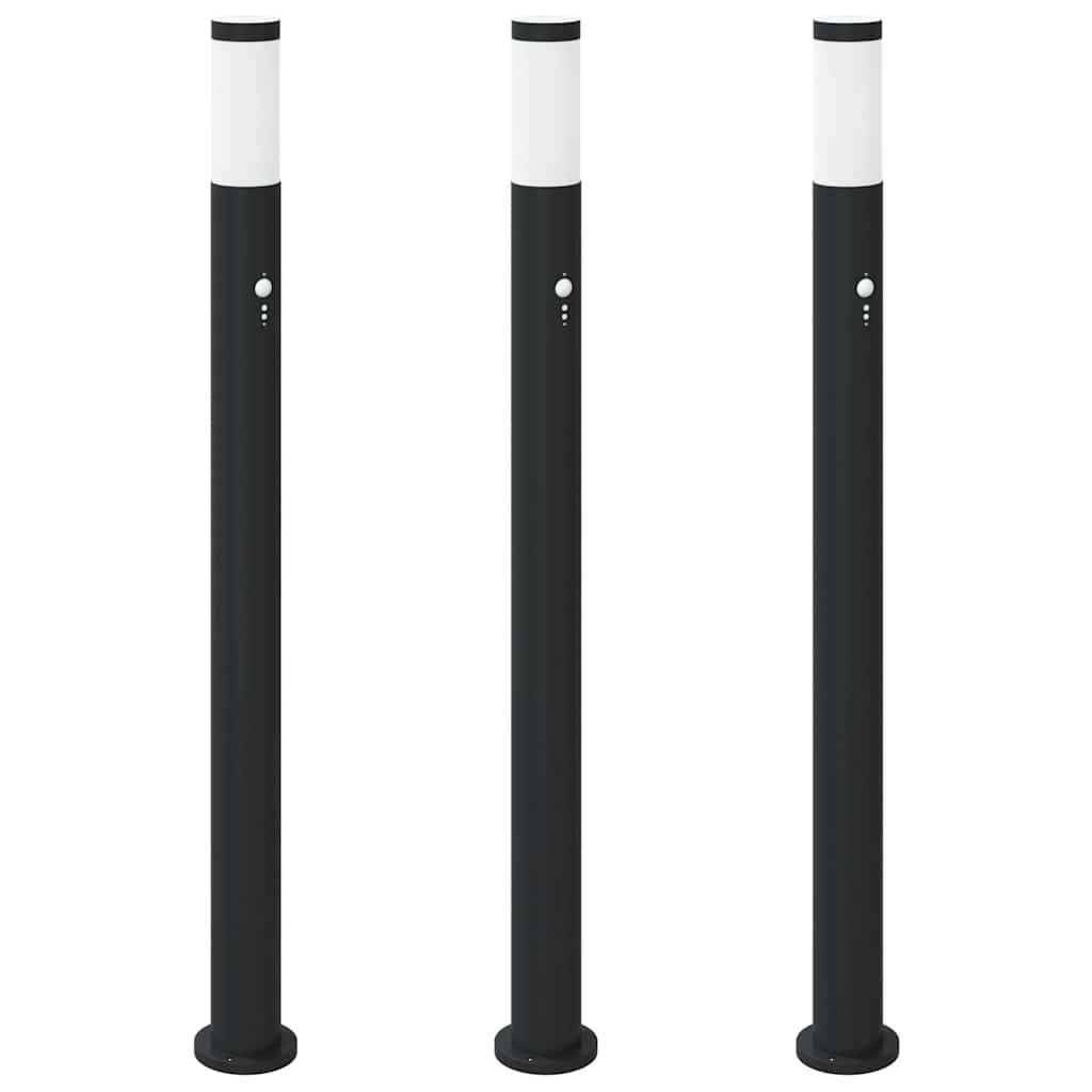 vidaXL Pollerleuchten mit Sensor 3er 110 cm Edelstahl IP44