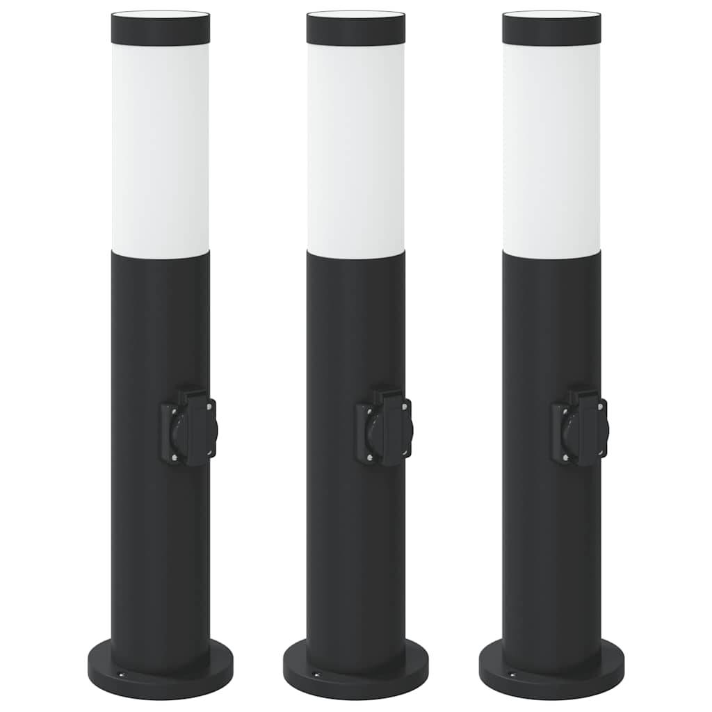 vidaXL Pollerleuchten mit Auslass 3er 50 cm Edelstahl IP44