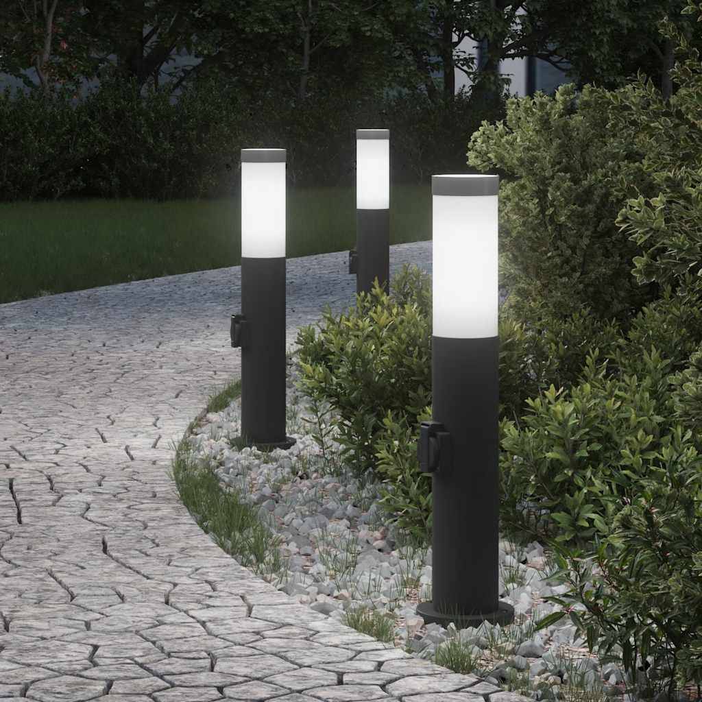 vidaXL Pollerleuchten mit Auslass 3er 50 cm Edelstahl IP44