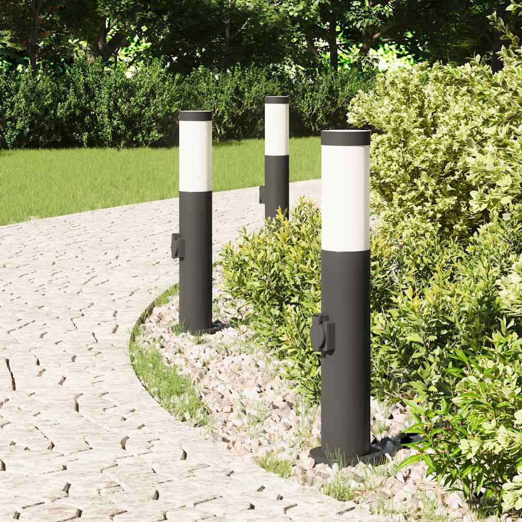 vidaXL Pollerleuchten mit Auslass 3er 50 cm Edelstahl IP44
