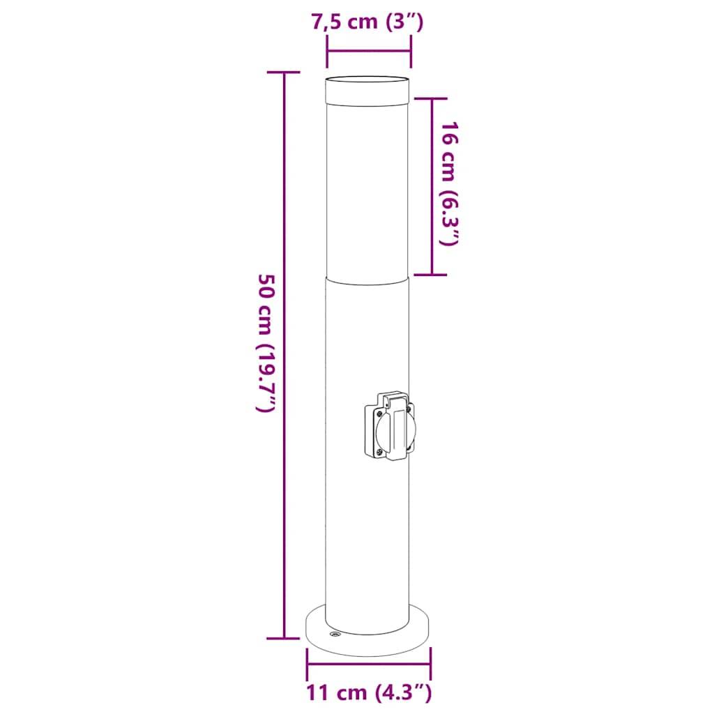 vidaXL Pollerleuchten mit Auslass 3er 50 cm Edelstahl IP44