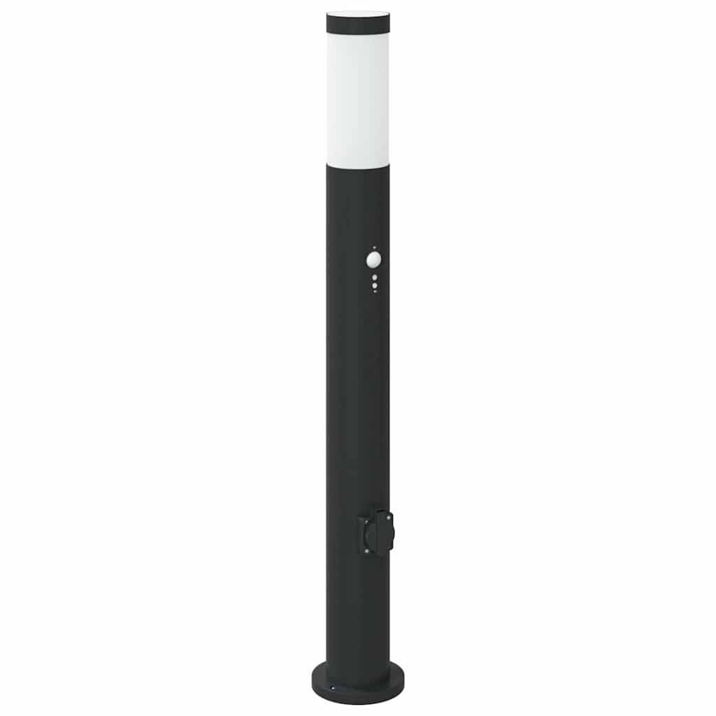 vidaXL Pollerleuchte mit Sensor&Steckdose 80 cm Edelstahl IP44
