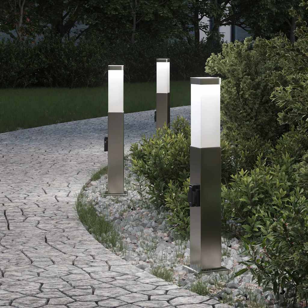 vidaXL Pollerleuchten mit Auslass 3 Stk. 50 cm Edelstahl IP44