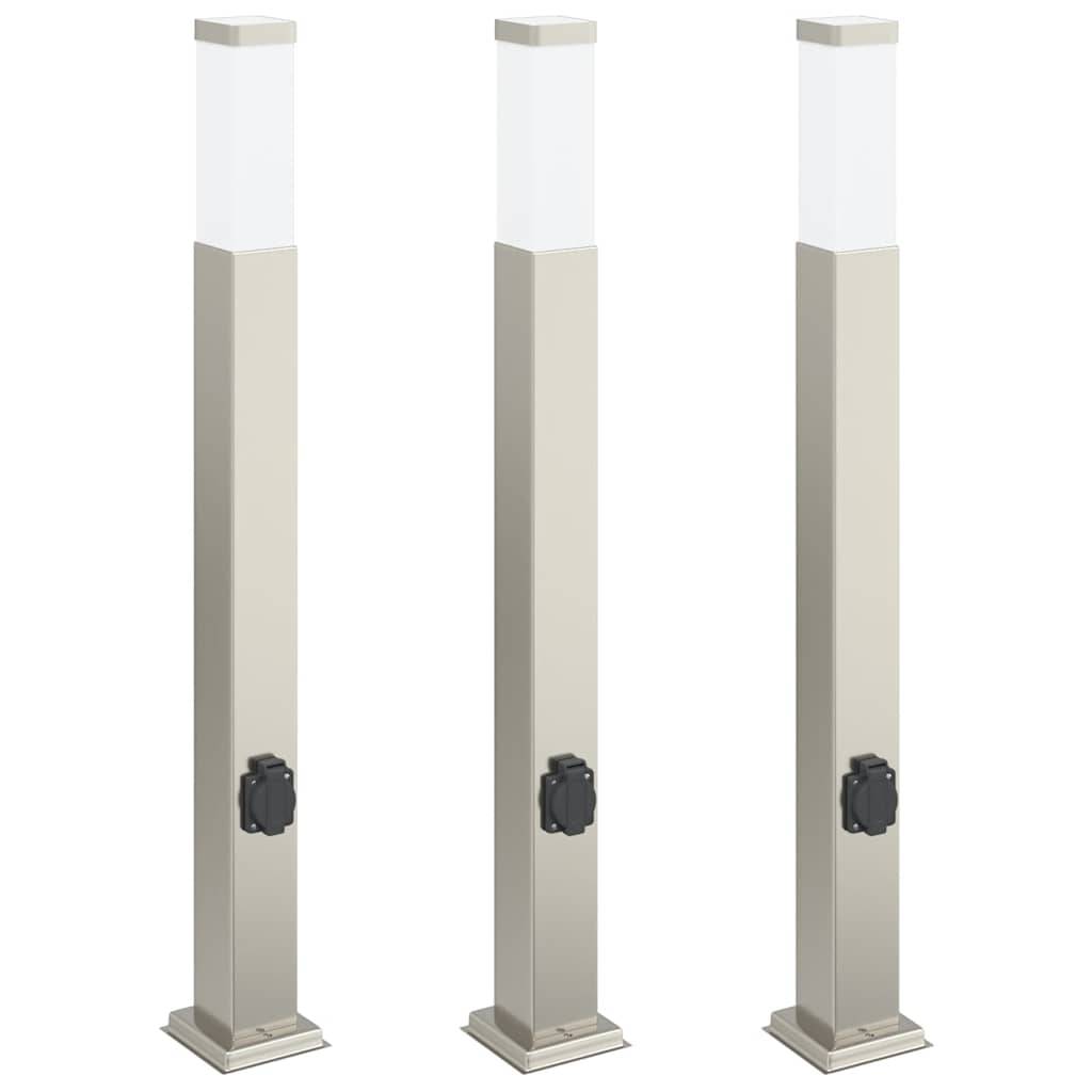 vidaXL Pollerleuchten mit Auslass 3 Stk. 80 cm Edelstahl IP44
