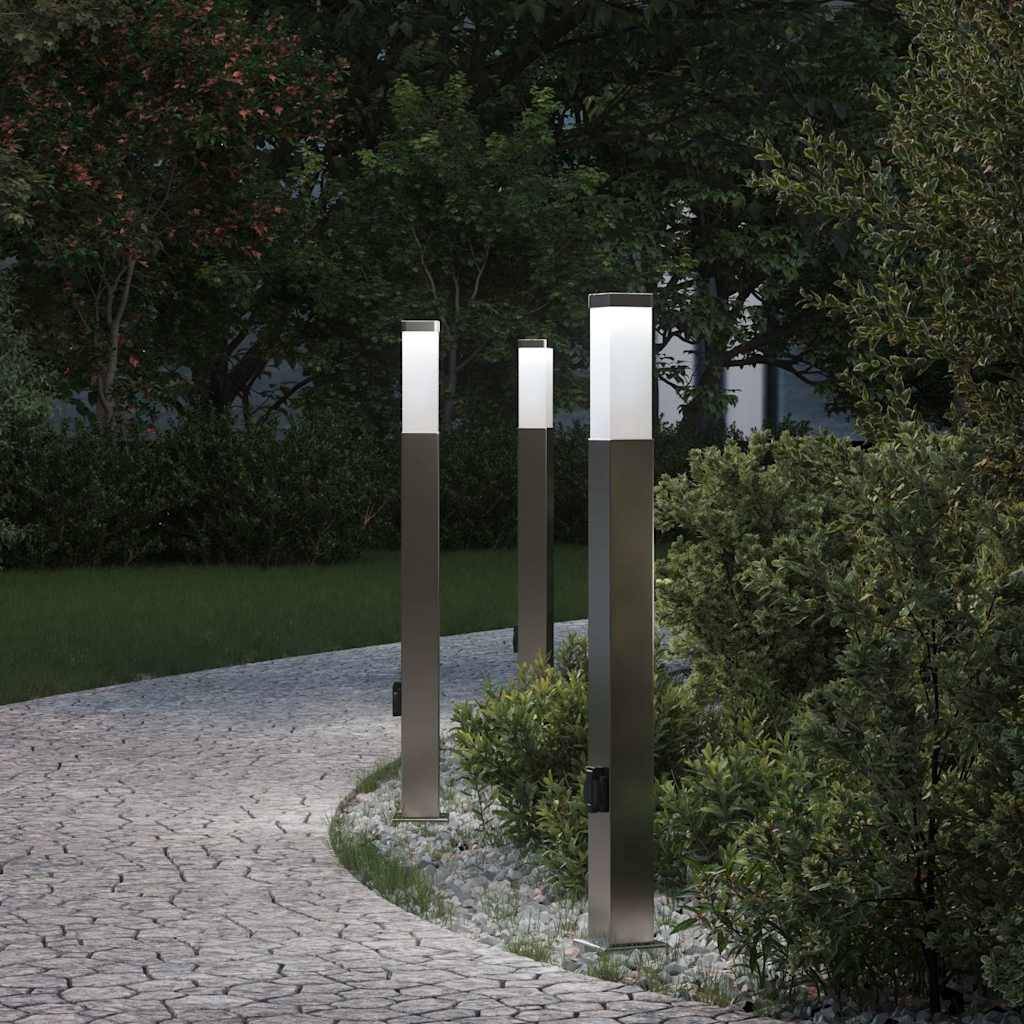 vidaXL Pollerleuchten mit Auslass 3 Stk. 80 cm Edelstahl IP44