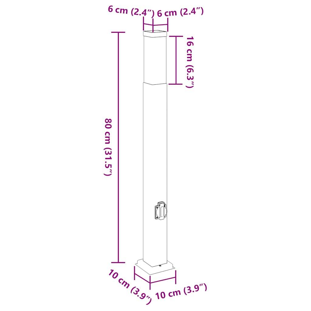 vidaXL Pollerleuchte mit Auslass 80 cm Schwarz IP44