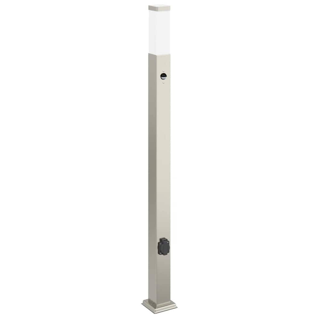 vidaXL Pollerleuchte mit Sensor und Steckdose 110 cm Edelstahl IP44