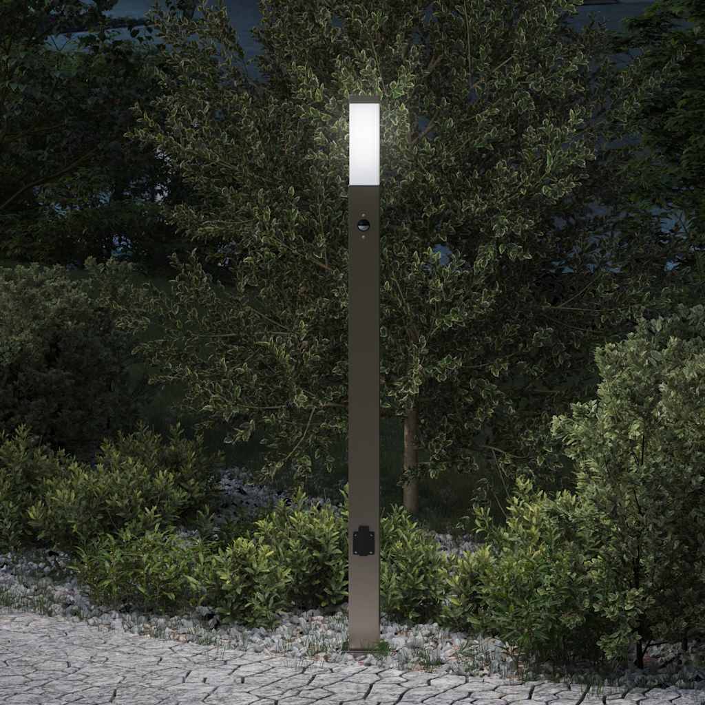 vidaXL Pollerleuchte mit Sensor und Steckdose 110 cm Edelstahl IP44