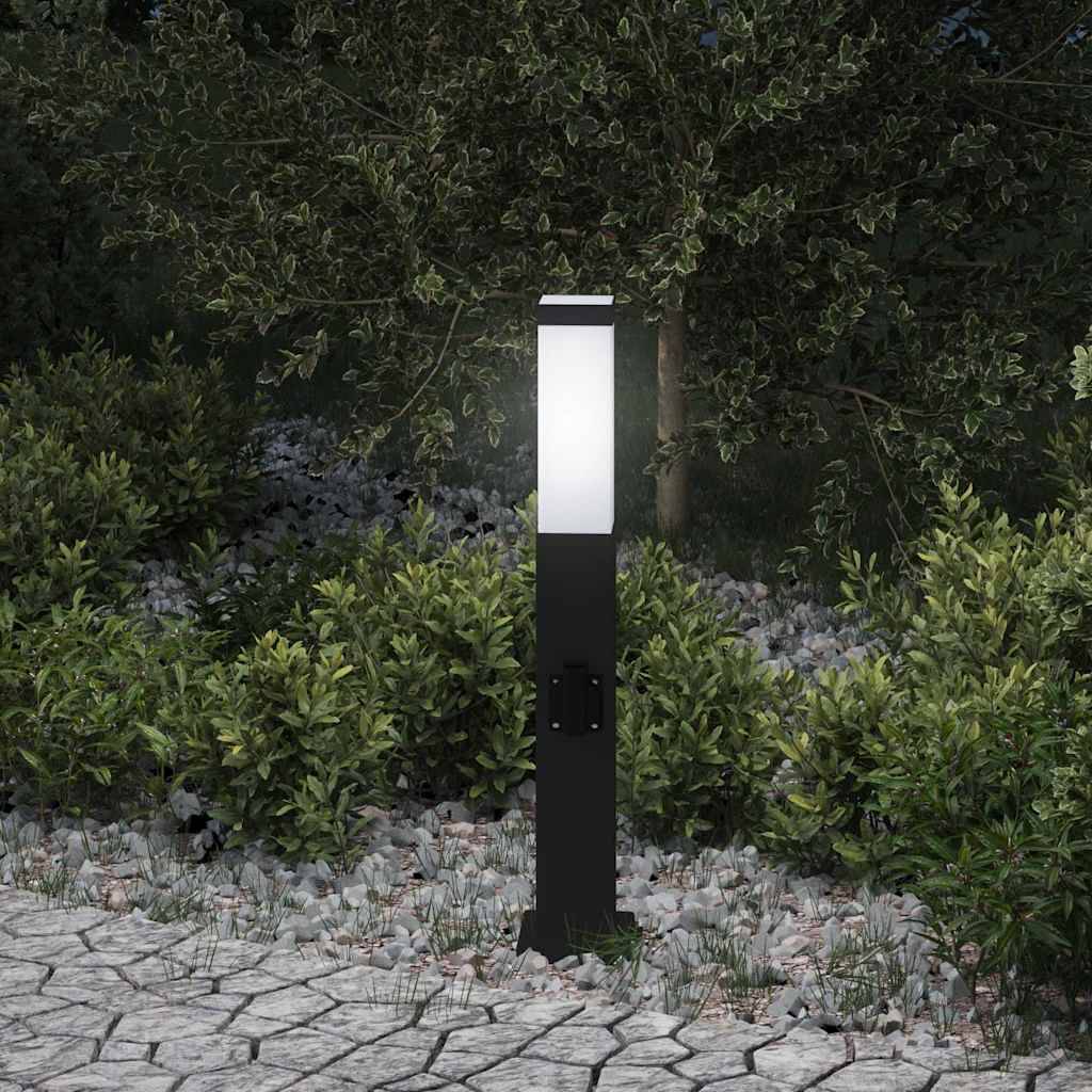 vidaXL Pollerleuchte mit Auslass 50 cm Schwarz IP44