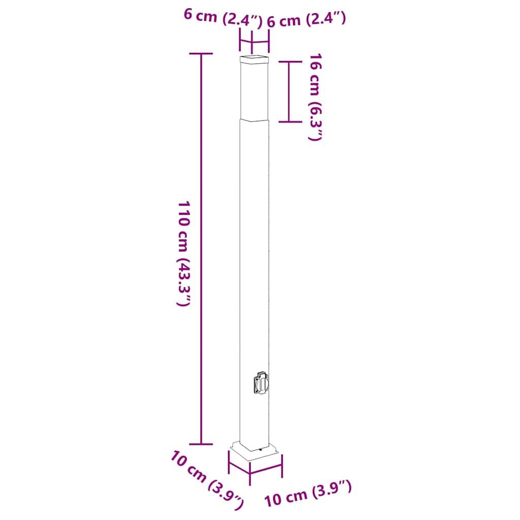 vidaXL Pollerleuchten mit Steckdose 3 Stk. 110 cm Schwarz IP44