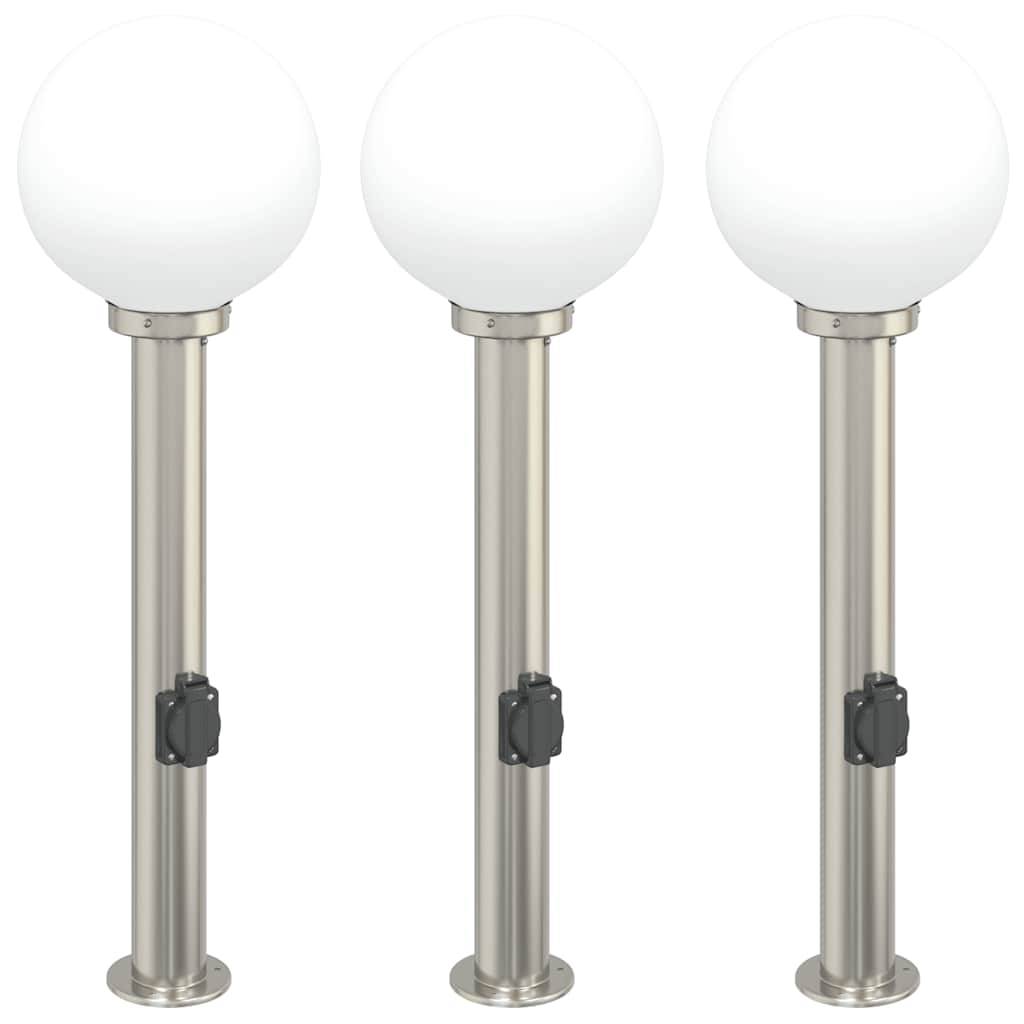 vidaXL Pollerleuchten mit Auslass 3 Stk. 80 cm Edelstahl IP44