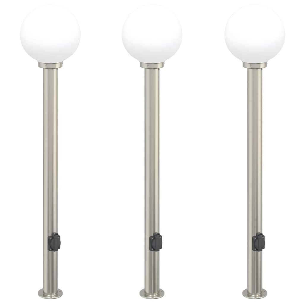 vidaXL Pollerleuchten mit Auslass 3 Stk. 120 cm Edelstahl IP44