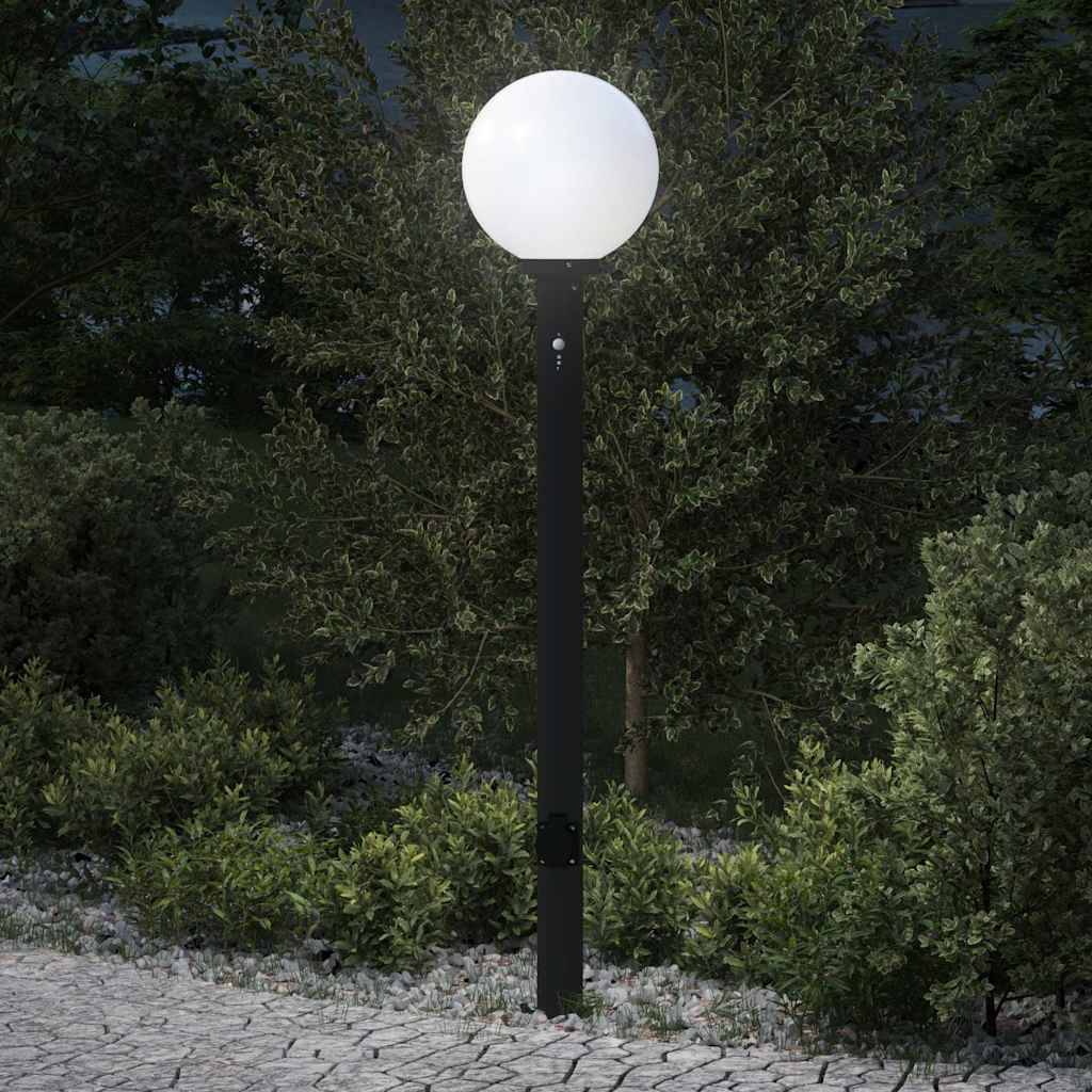 vidaXL Pollerleuchte mit Sensor und Steckdose 120 cm Schwarz IP44