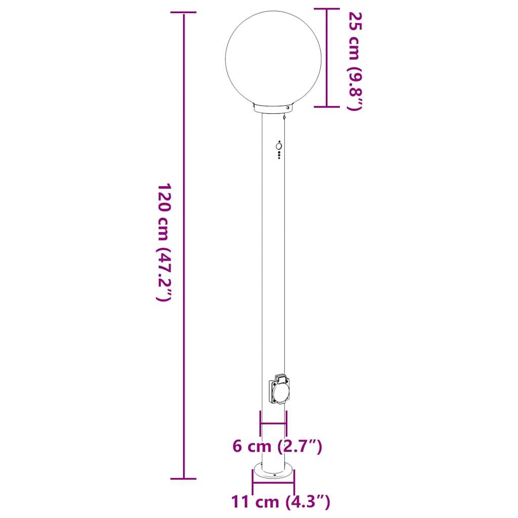 vidaXL Pollerleuchte mit Sensor und Steckdose 120 cm Schwarz IP44