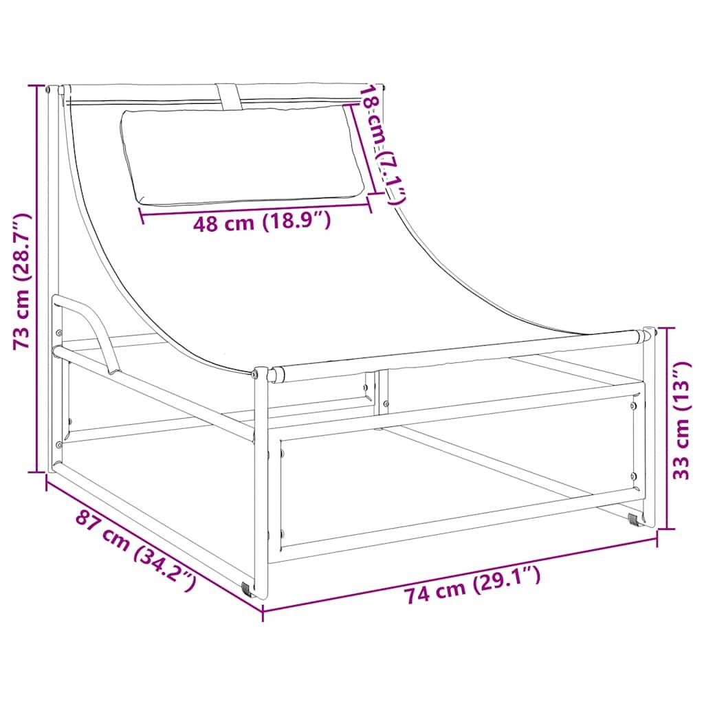 vidaXL Gartenliege Anthrazit 87x74x73 cm Stahl und Textilene