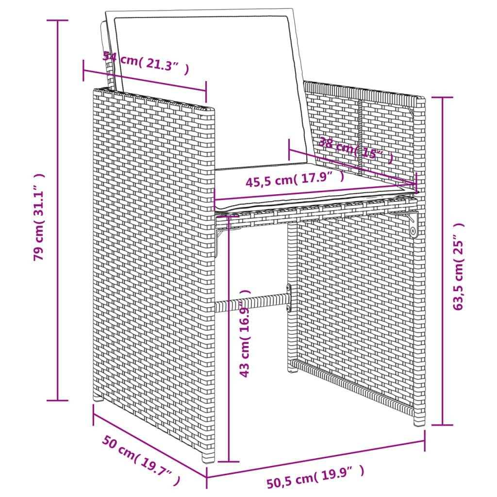 vidaXL Gartenstühle mit Kissen 4 Stk. Beige Poly Rattan
