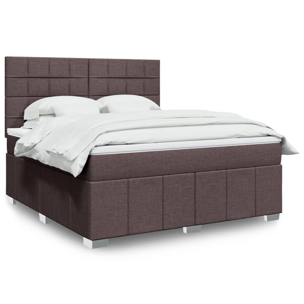 vidaXL Boxspringbett mit Matratze Dunkelbraun 180x200 cm Stoff