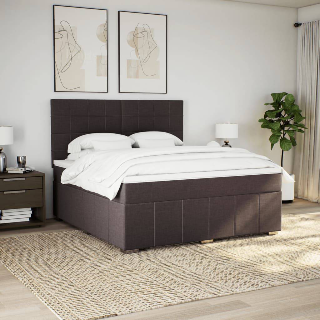 vidaXL Boxspringbett mit Matratze Dunkelbraun 180x200 cm Stoff
