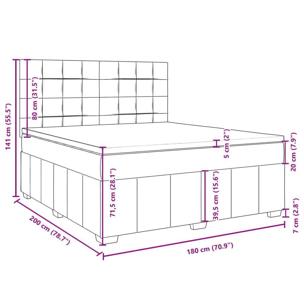 vidaXL Boxspringbett mit Matratze Dunkelbraun 180x200 cm Stoff