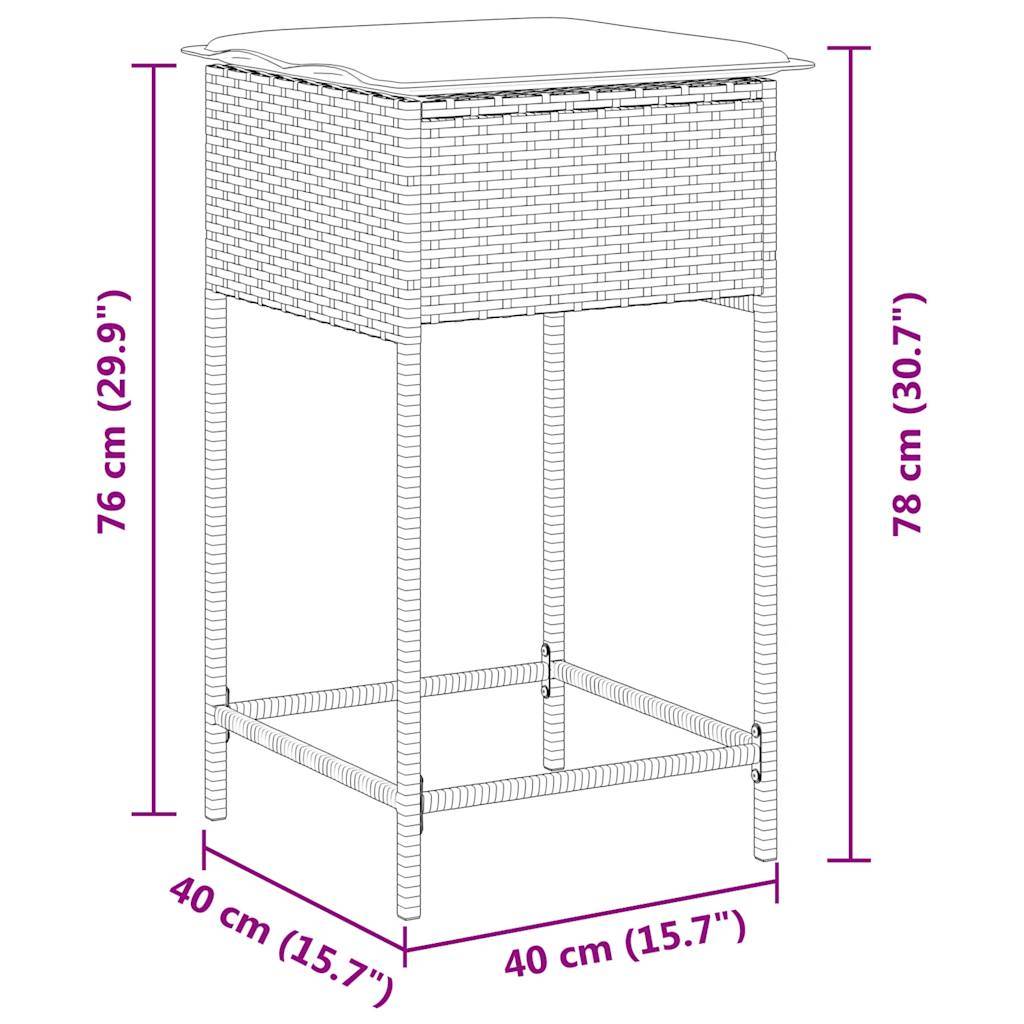 vidaXL Garten-Barhocker mit Kissen 2 Stk. Schwarz Poly Rattan