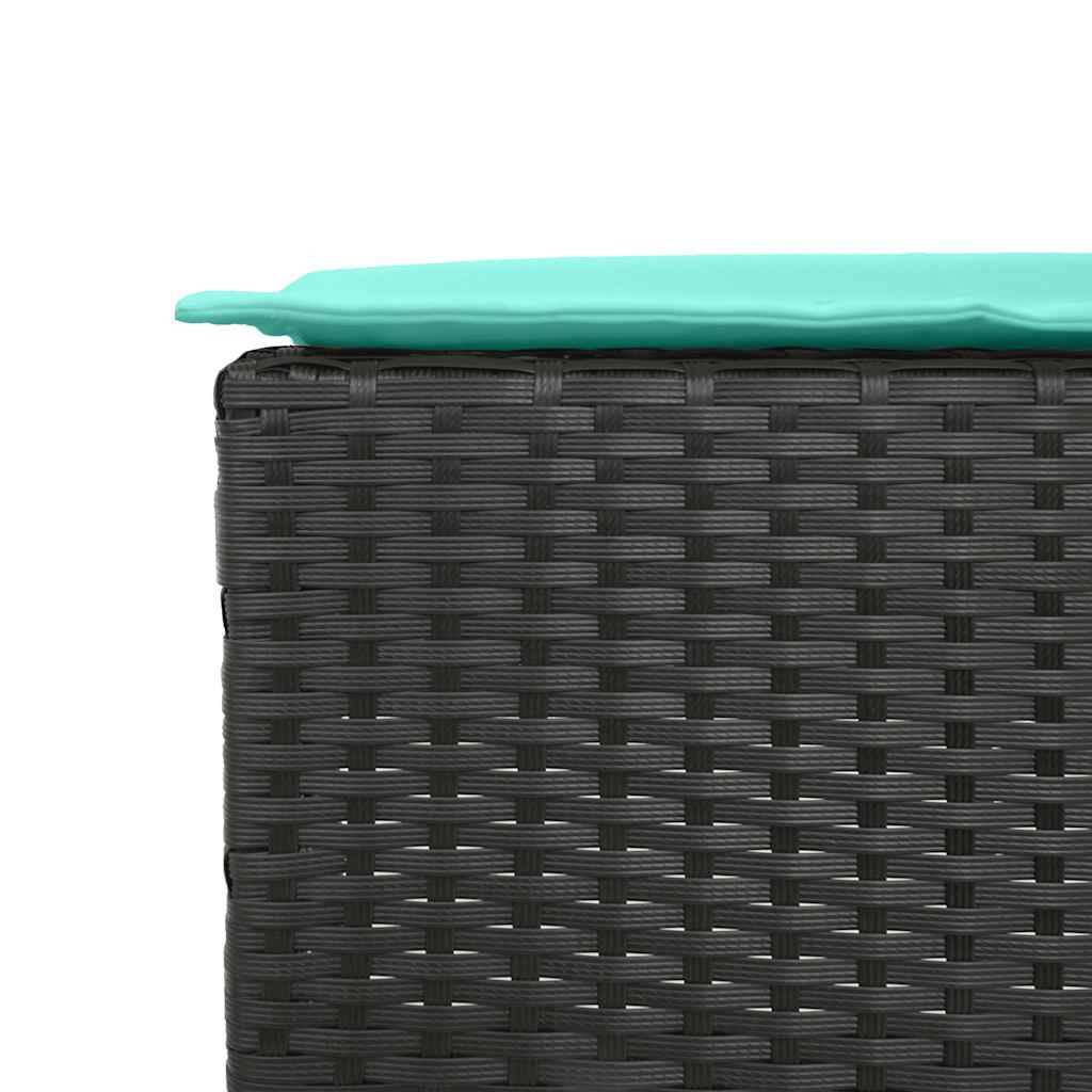 vidaXL Garten-Barhocker mit Kissen 2 Stk. Schwarz Poly Rattan
