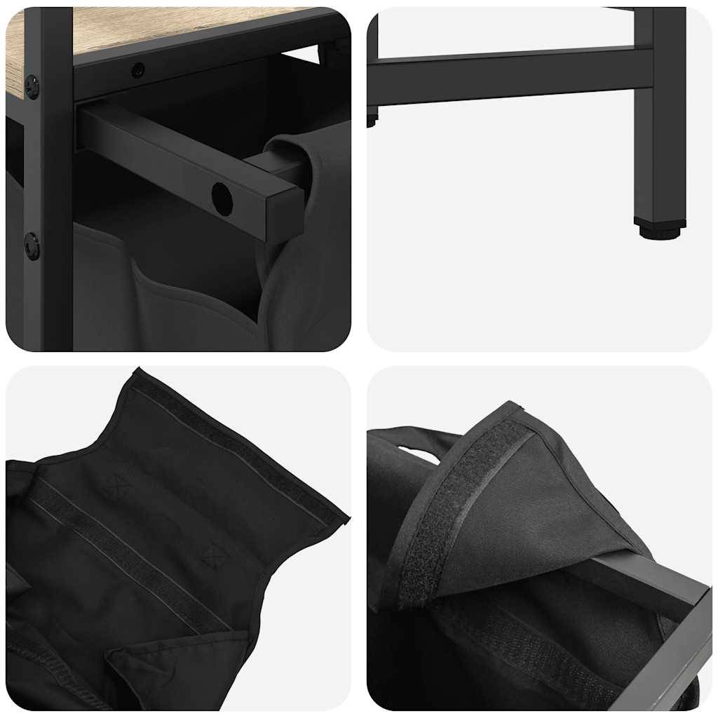 vidaXL Wäschekorb 3 Fächer mit Ablagen Sonoma Eiche