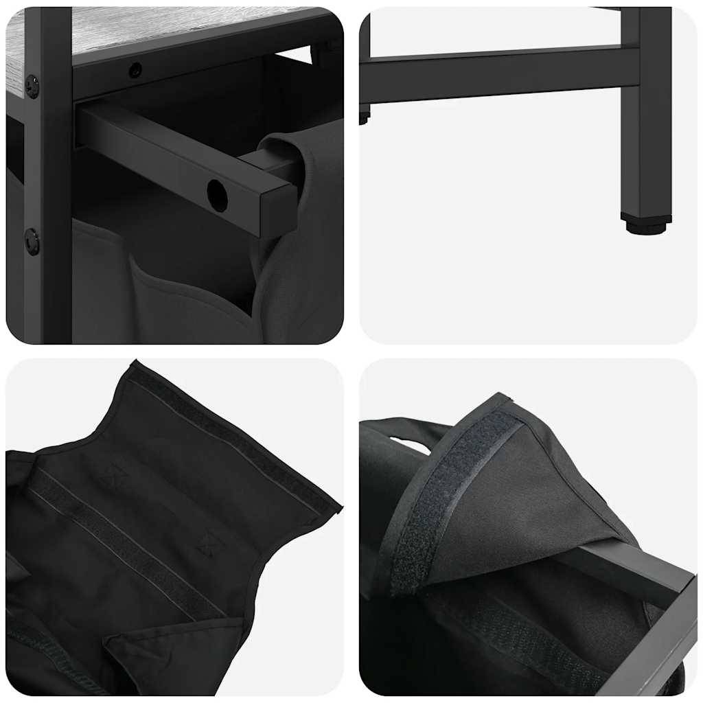 vidaXL Wäschekorb 2 Fächer mit Ablagen Grau Sonoma