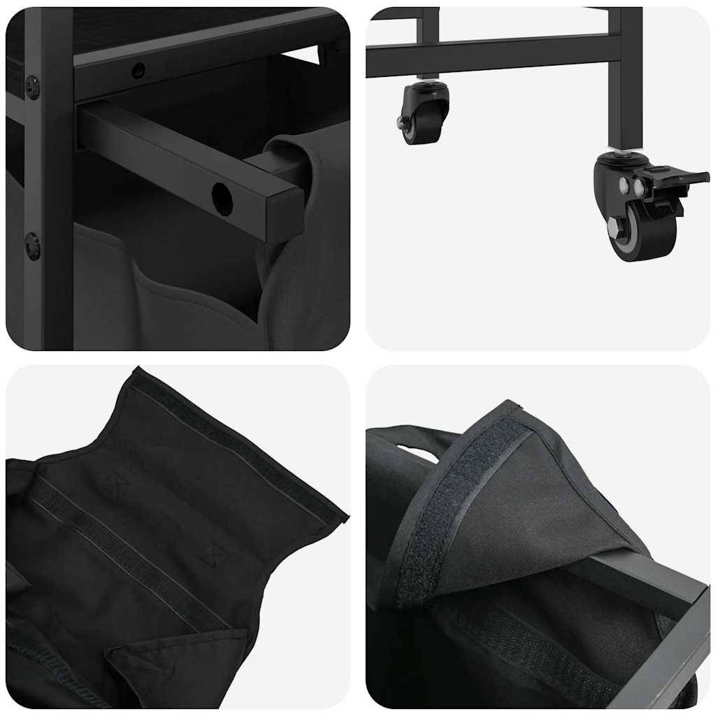 vidaXL Wäschekorb 2 Fächer mit Rädern Schwarze Eiche