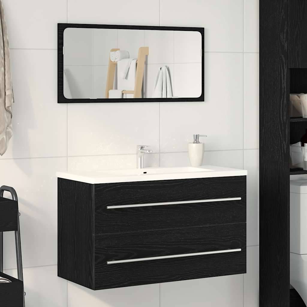 vidaXL Waschbeckenunterschrank Eiche schwarz 80x38,5x48 cm Holzwerkstoff