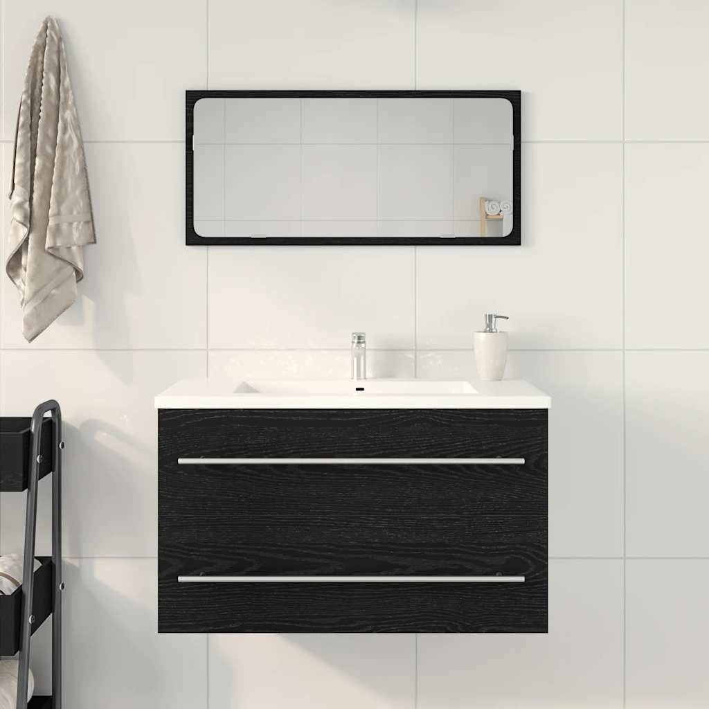 vidaXL Waschbeckenunterschrank Eiche schwarz 80x38,5x48 cm Holzwerkstoff