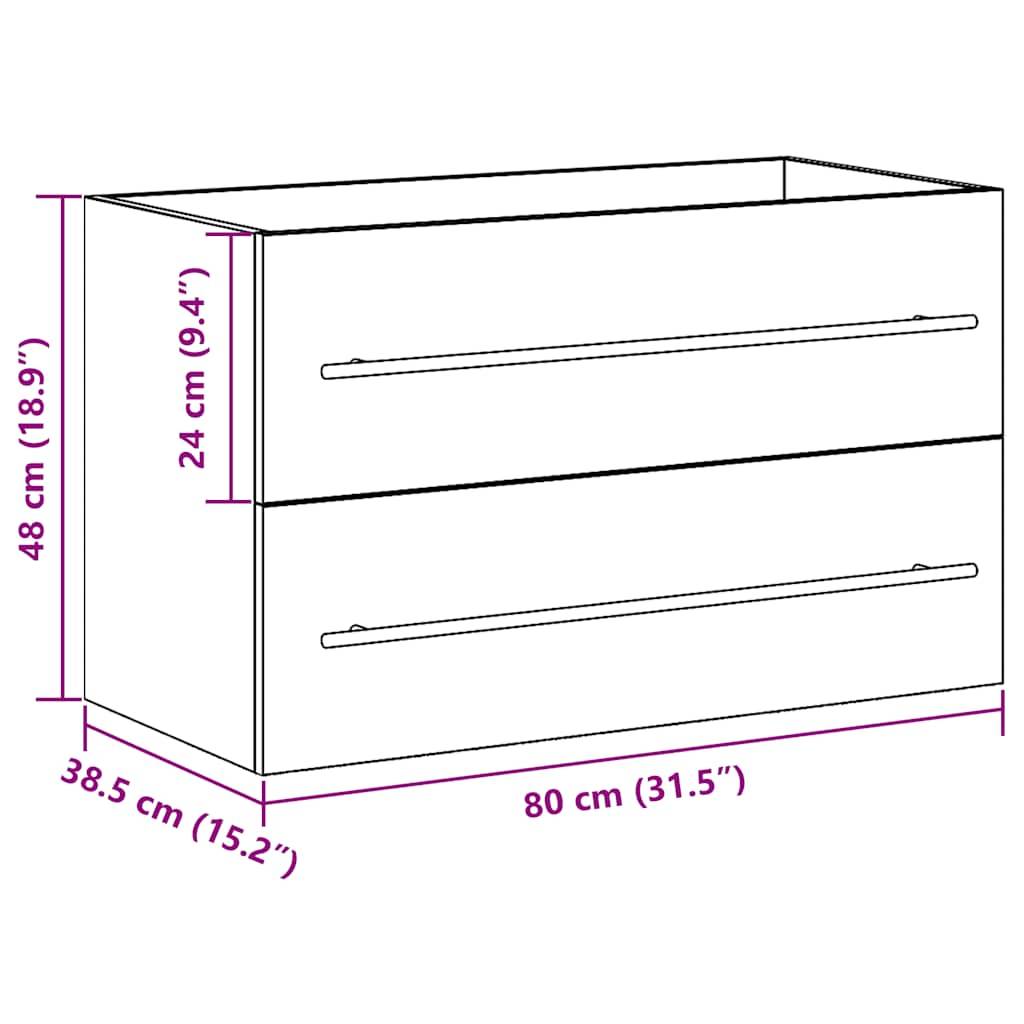vidaXL Waschbeckenunterschrank Eiche schwarz 80x38,5x48 cm Holzwerkstoff