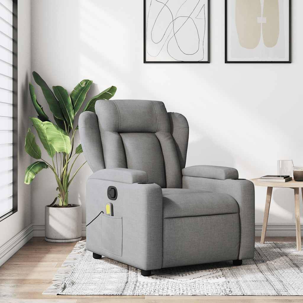 vidaXL Massage-Relaxsessel, hellgrauer Stoff