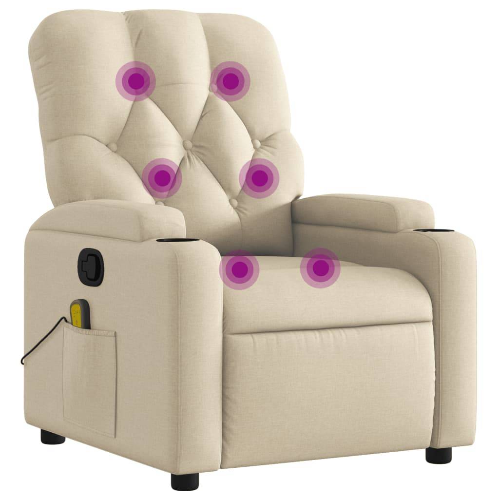 vidaXL Massage-Relaxsessel, cremefarbener Stoff